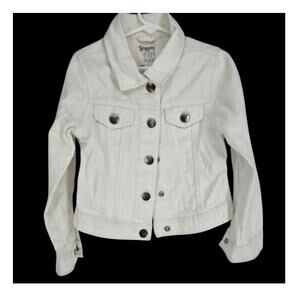1989 Children's Place White Denim Snap Front Jean Jacket Girls S 5/6